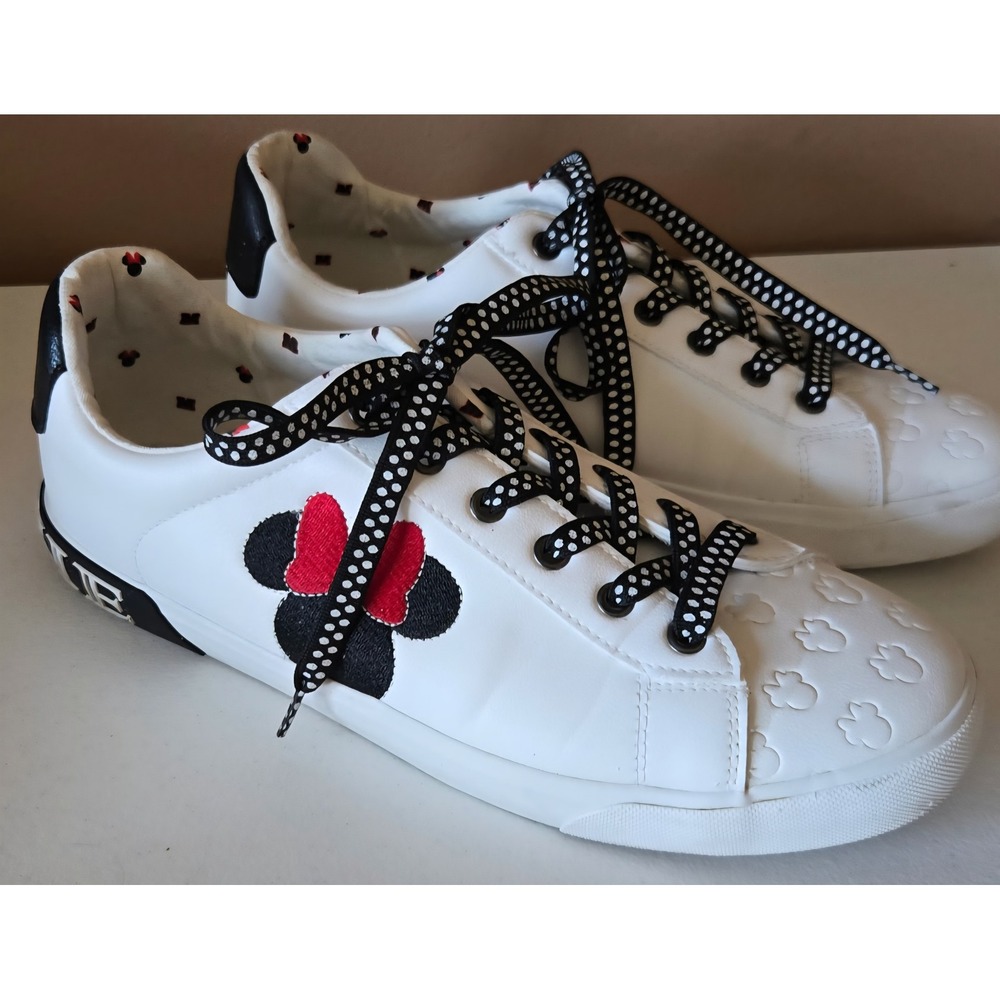 Ground Up Disney Minnie Mouse Womens Sneakers White Polka Dot‎ Laces Size 11